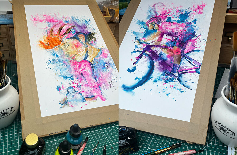 ink splash cyclist art