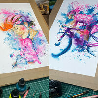 ink splash cyclist art
