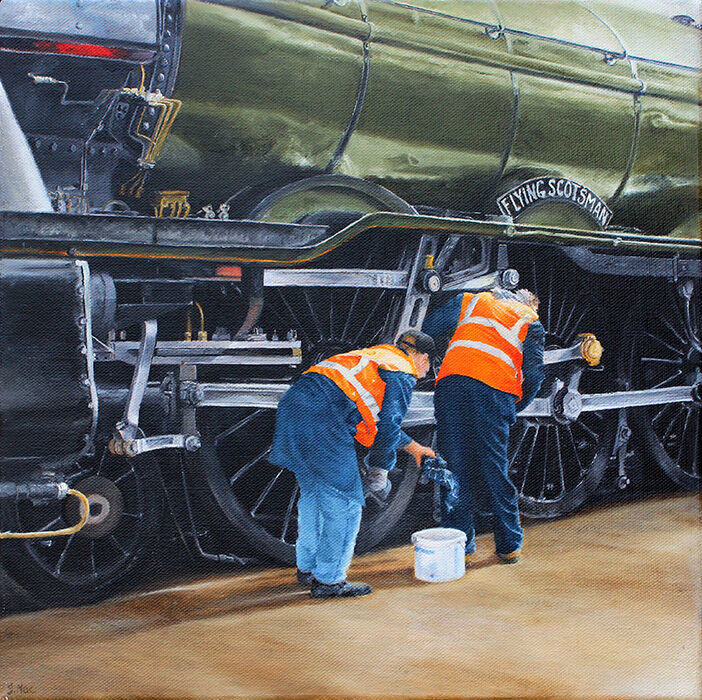 oil painting of the flying scotsman julie Macbean artist