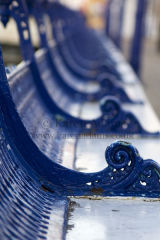 Blue benches on Eastbourne pier