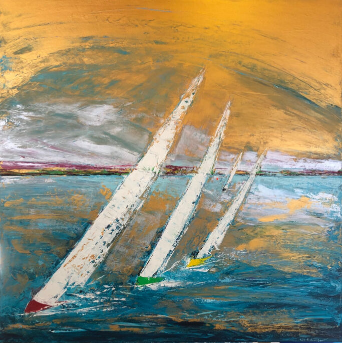 KATE RICHARDSON ARTIST Sail away from me honey 100x100cm canvas.