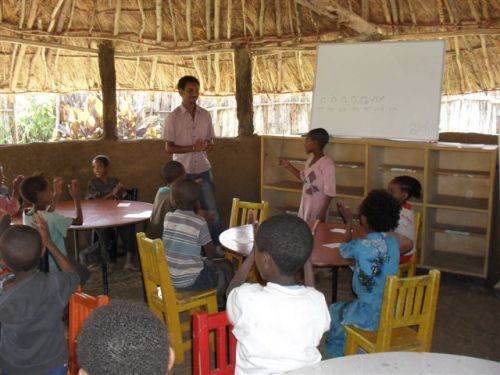 Mr Berhanu teaches the Grade 2s Amharic