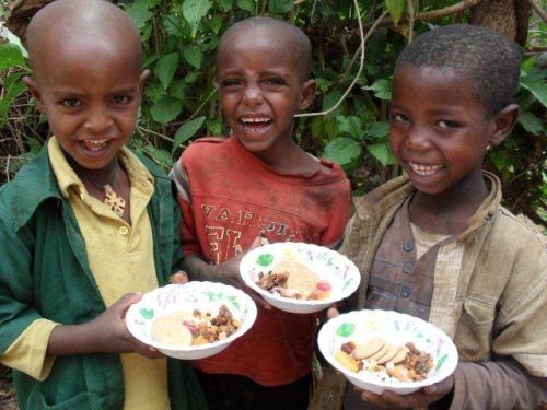 boys ready to enjoy their snack