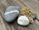 Diamond Veined Pebble Necklace - Silver and Gold