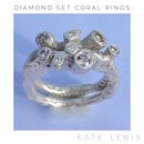 Diamond Set Coral Rings - Silver