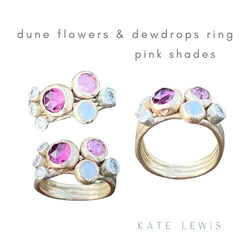 Dune Flowers and Dewdrops Stack Ring - Pink Shades