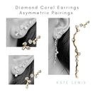 Diamond Set Coral Earrings - Asymmetric