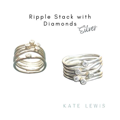 Silver and Diamond Ripple Stack