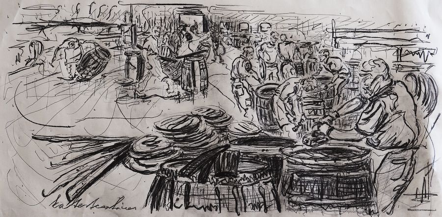 Drawing at Speyside Cooperage. For the result click on the image.