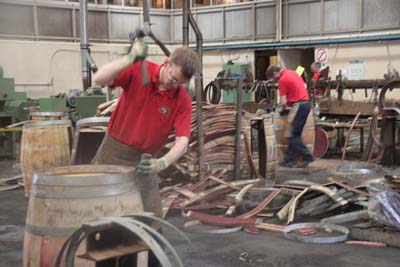 Drawing coopers in action in collaboration with Speyside Cooperage