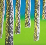 trees blue green screenprint