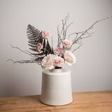 White & Grey Detail Large Ceramic Vase