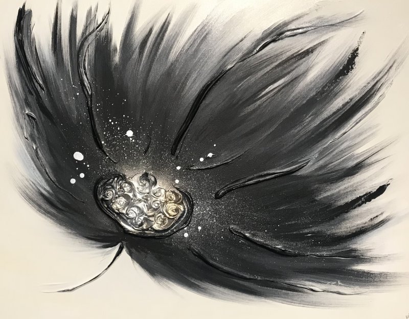 'Breeze Floral - Black' 24"x18" REDUCED £40