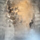 SALE! 'Greys/Gold Smudge' 122x122cm £165 grey and gold canvas art