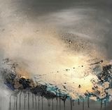 'Experiment - Greys/Blue/Champagne' 60x60cm £85 blue and champagne canvas