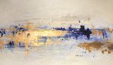 'Revolution - Blues & Gold' 150x92cm £245 Blue and gold canvas wall art