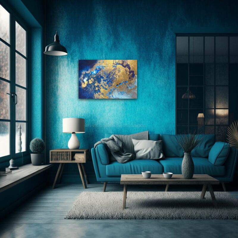 Experiment blues and gold turn room