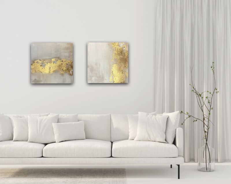 Gold leaf imperfections over sofa