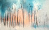 'Illuminated Woodland' 122x76cm £160 turquoise woodland canvas painting