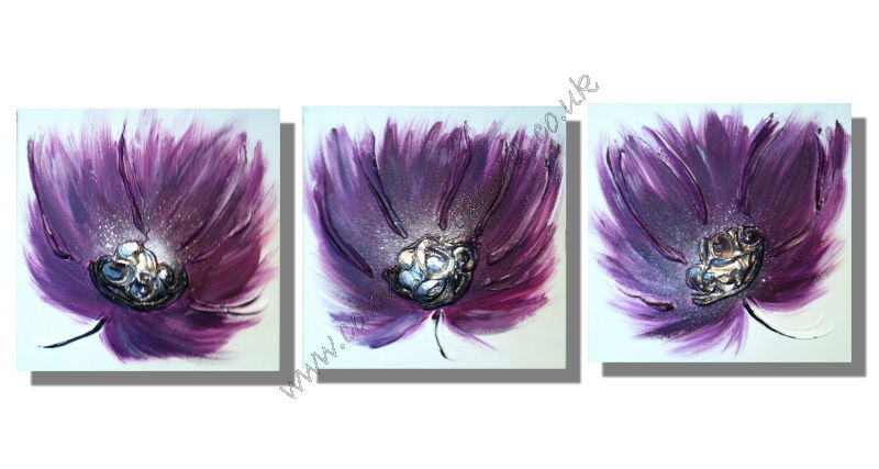 Set of 3 'Plum/Purple Breeze Flowers'