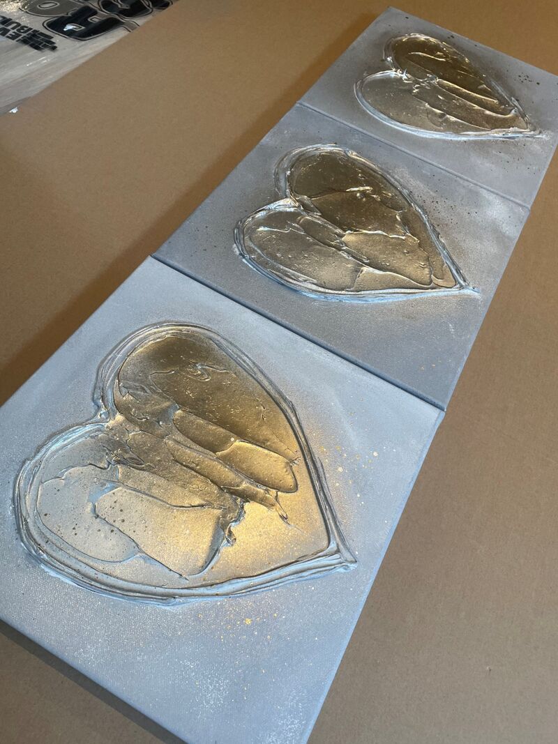 close up gold hearts situ