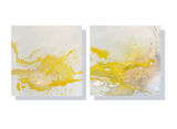 SALE! 'Experiment - Yellows' Set of 2 x 76x76cm canvases £145