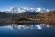 Snow topped Beinn Loinne reflected in Loch Cluanie