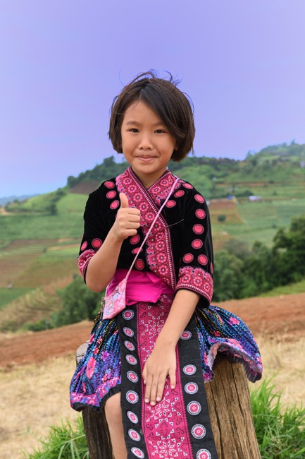 Hmong girl in traditional tribal dress