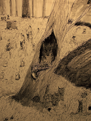 The Panda that Drinks from the Well of the World (detail)