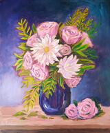 Flowers with blue background