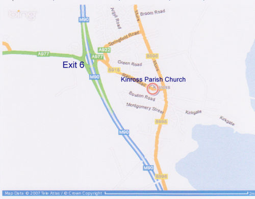 Map showing Kinross Parish Church