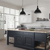 half-pencil and scalloped doors in the 1909 luxury kitchen range