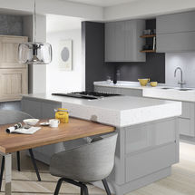 Remo Silver Grey Gloss & Broadoak Rye remo silver grey gloss and broadoak rye doors kitchens insynk ltd