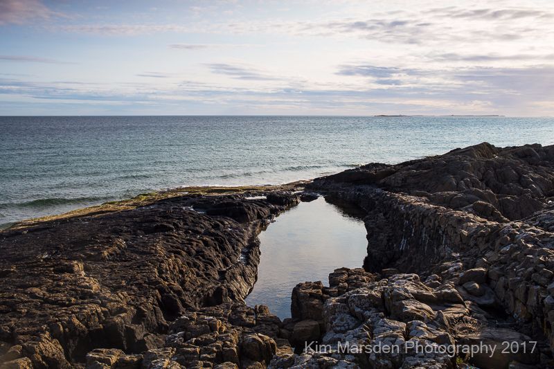 Towards Farne Islands from Bamburgh rock pools