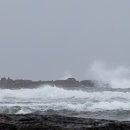 Waves crashing on Bamburgh beach