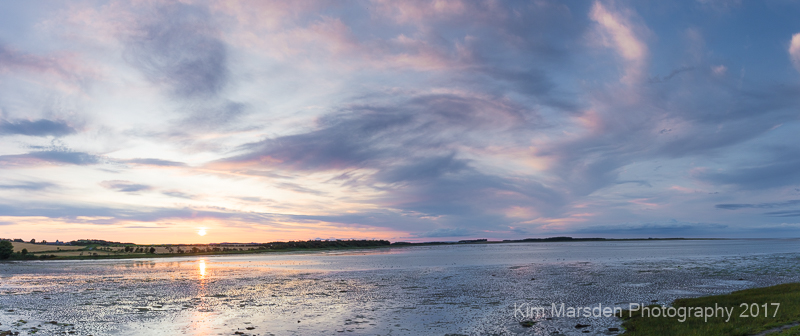 Budle Bay sunset Panorama