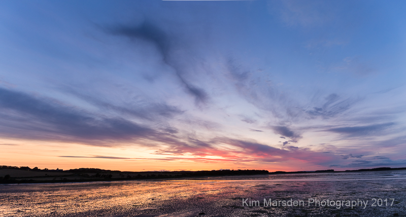Budle Bay sunset Panorama