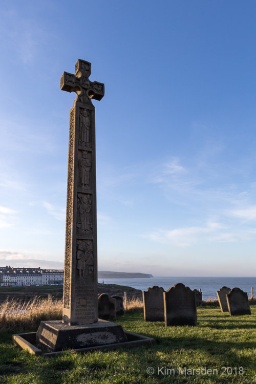 Caedmon’s Cross, St Mary's Church, overlooking the bay - Whitby