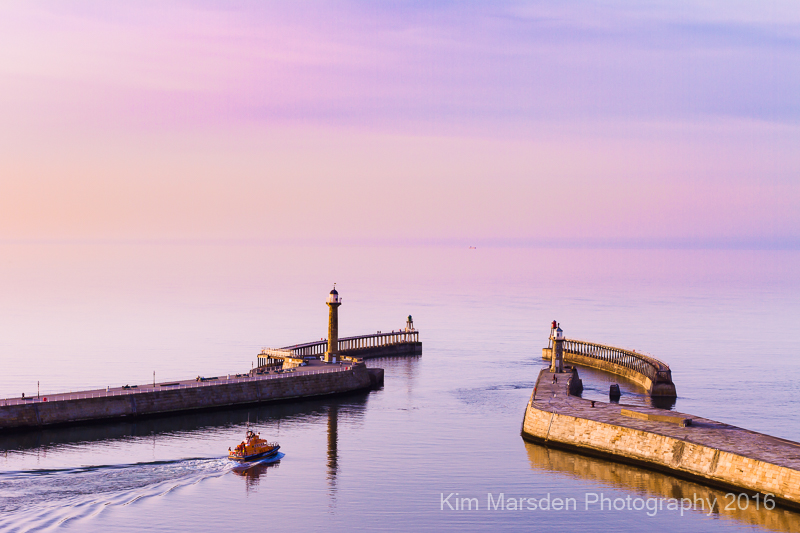 Glorious evening light overlooking Whitby pier