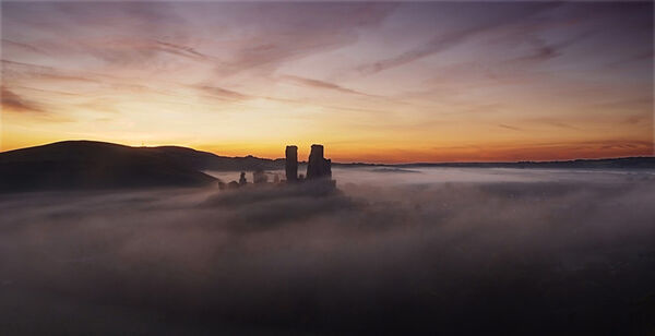 Corfe Castle sunrise