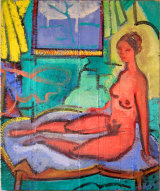 © Kourosh Bahar | burlap nude, 2002, oil / strips of burlap on frame, 42x36"