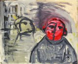 © Kourosh Bahar | man on street, 1997, acrylic / cardboard, 10.75 x 12.75"