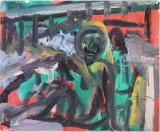 ©  Kourosh Bahar | man leaning, 2/2003, oil/paper, 14x17"