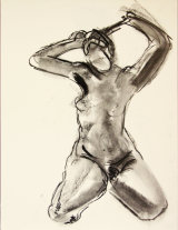 © Kourosh Bahar | nude front, 8/2000, charcoal/paper, 24x18"