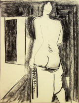 © Kourosh Bahar | standing nude II, 8/2000, charcoal/paper, 24x18"