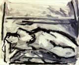 ©  Kourosh Bahar | lying nude I, 2/2002, acrylic/paper, 14x17"