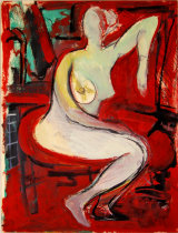 ©  Kourosh Bahar | variation II  [Rubens bathsheba], 2003, oil+charcoal / mattboard,  20x15"