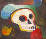 ©  Kourosh Bahar | figure & skull, 10/98, acrylic/paper, 14x17"