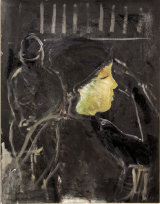 two women, 2009, oil+acrylic / paper, 14x11"