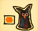 ©  Kourosh Bahar | owl and leaf, 11/1997, oil/paper, 14x17"